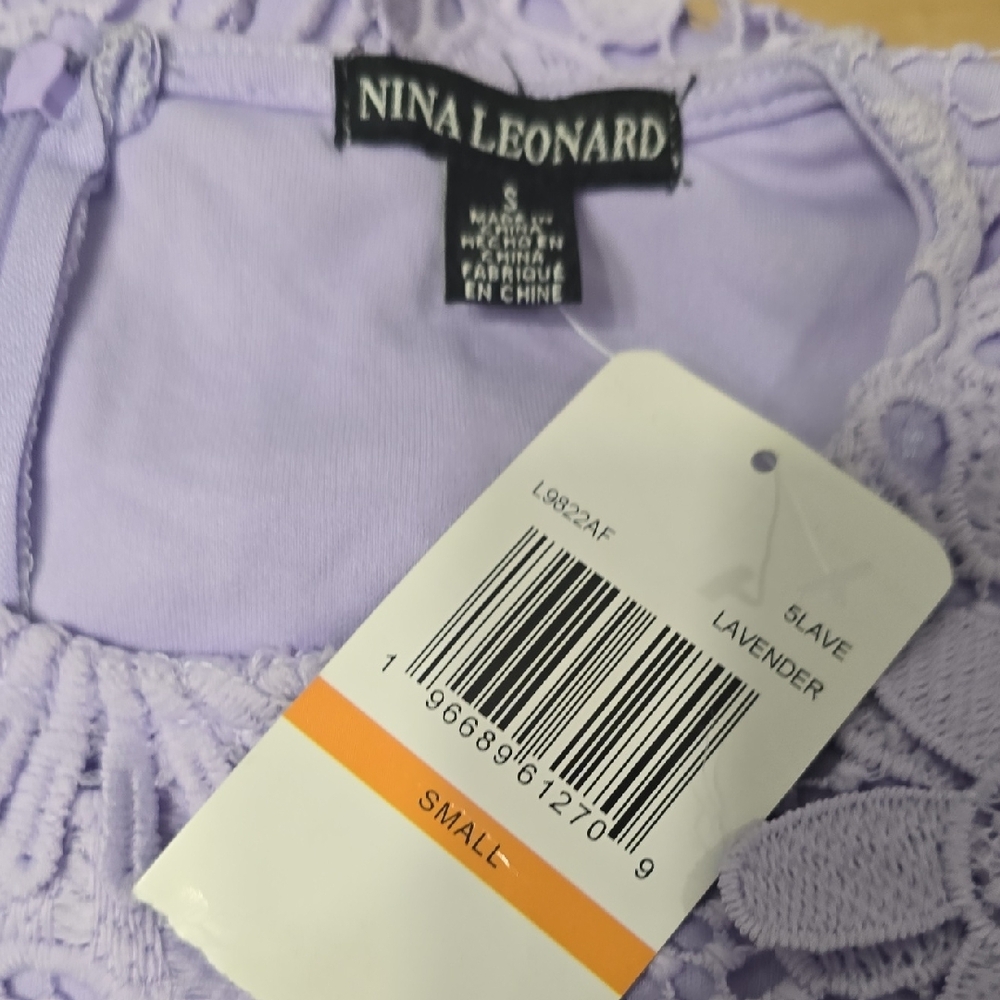 Nina Leonard Purple Floral Lace Midi Dress - Picture 4 of 5